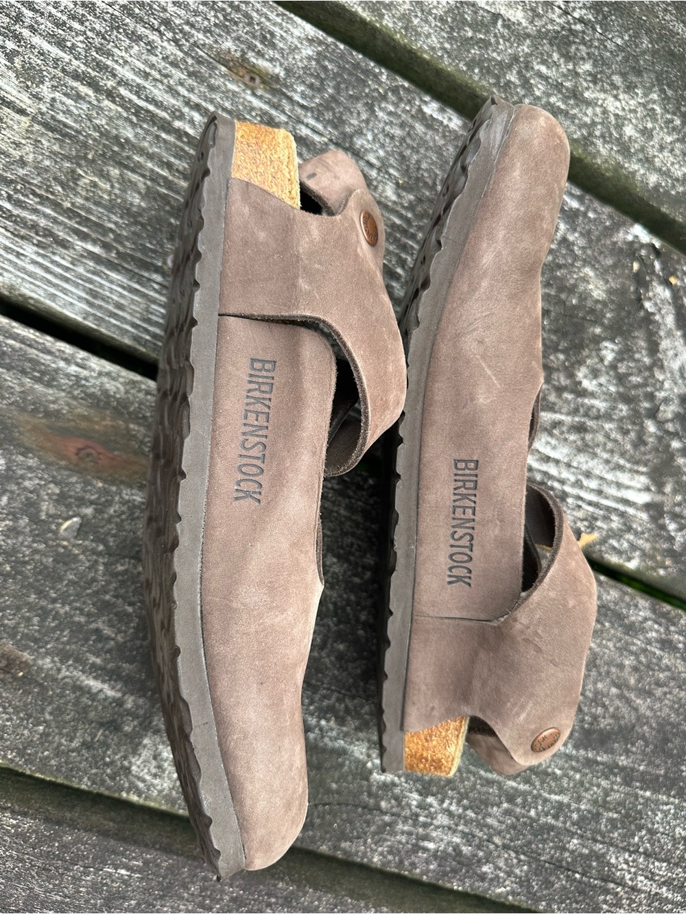 Birkenstock Bonn Slingback Suede Clogs in Taupe Brown size 41, women's 10 - Picture 3 of 10